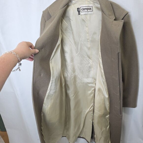 Vintage Wool Campus Trench Coat Lined Button Up Belt Brown Men's Sz 40 Made USA - Picture 4 of 16